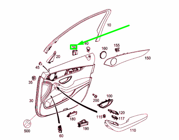 new mercedes-benz c w205 front right door panel trim clip a0019915498 original