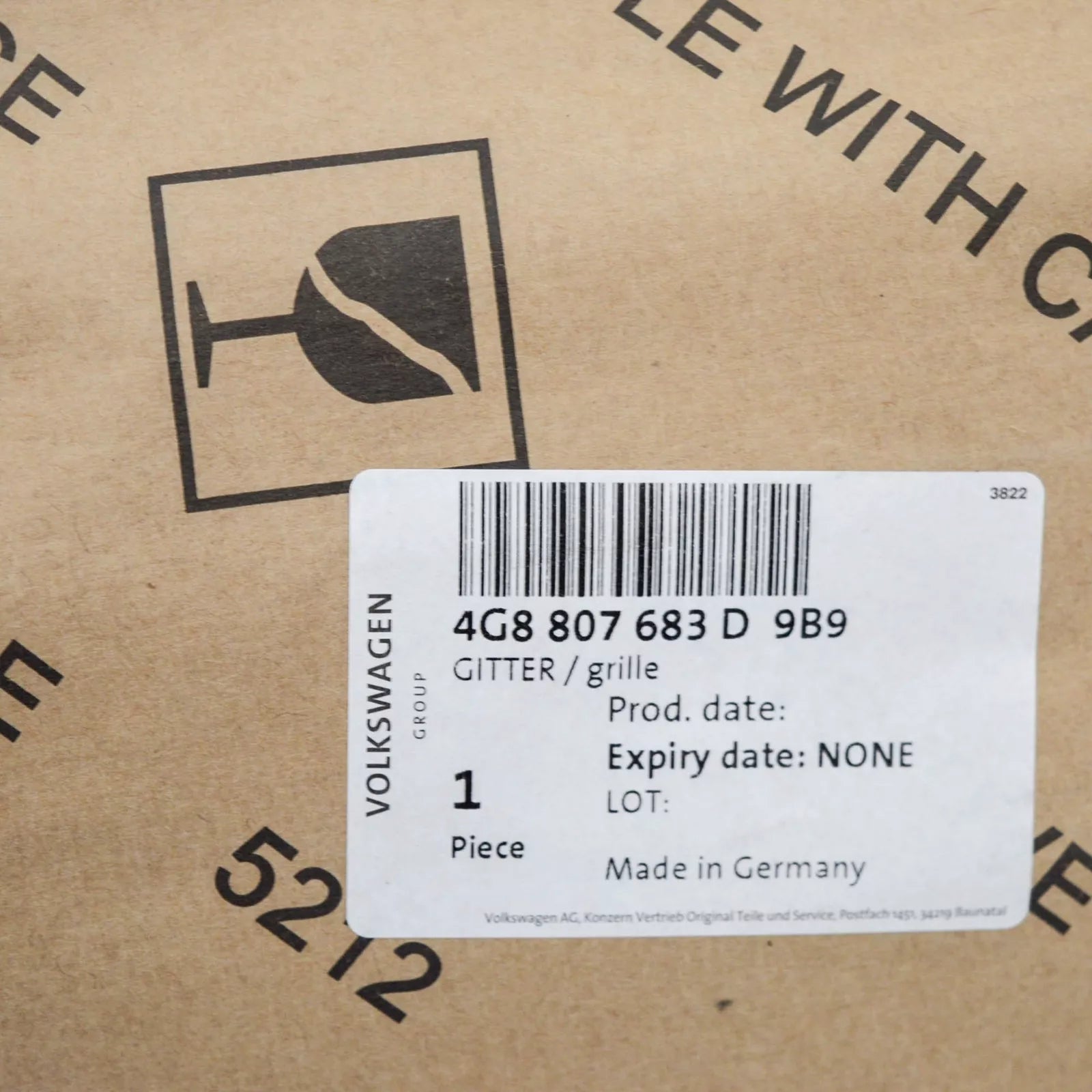 NEW AUDI A7 4GA SPORTBACK FRONT BUMPER LOWER GRILLE 4G8807683D9B9 ORIGINAL