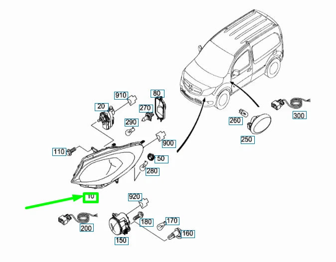 NEW MERCEDES-BENZ CITAN W415 FRONT LEFT HEADLIGHT RHD A4158203000 ORIGINAL