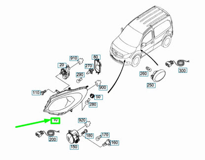 NEW MERCEDES-BENZ CITAN W415 FRONT LEFT HEADLIGHT RHD A4158203000 ORIGINAL