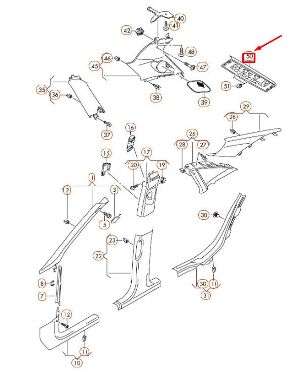 NEW AUDI A4 B8 REAR ROOF TRIM 8K9867839V48 ORIGINAL