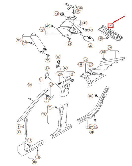 NEW AUDI A4 B8 REAR ROOF TRIM 8K9867839V48 ORIGINAL