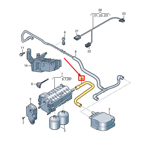 new audi a8 d5 air pipe lhd 4n1819588a original