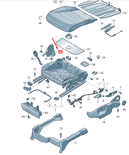NEW VW TOUAREG 7P MK2 FRONT RIGHT SEATBACK FITTING COVER 8T0881328A95T ORIGINAL