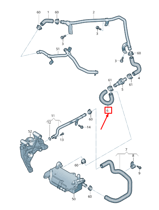 new audi a4 avant b9 engine coolant hose 8w0121449n original