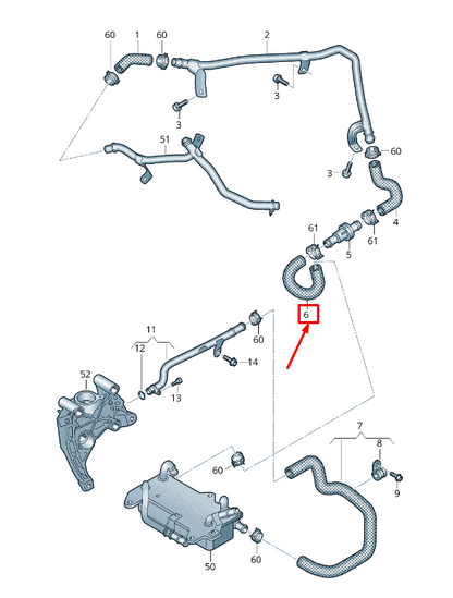 new audi a4 avant b9 engine coolant hose 8w0121449n original