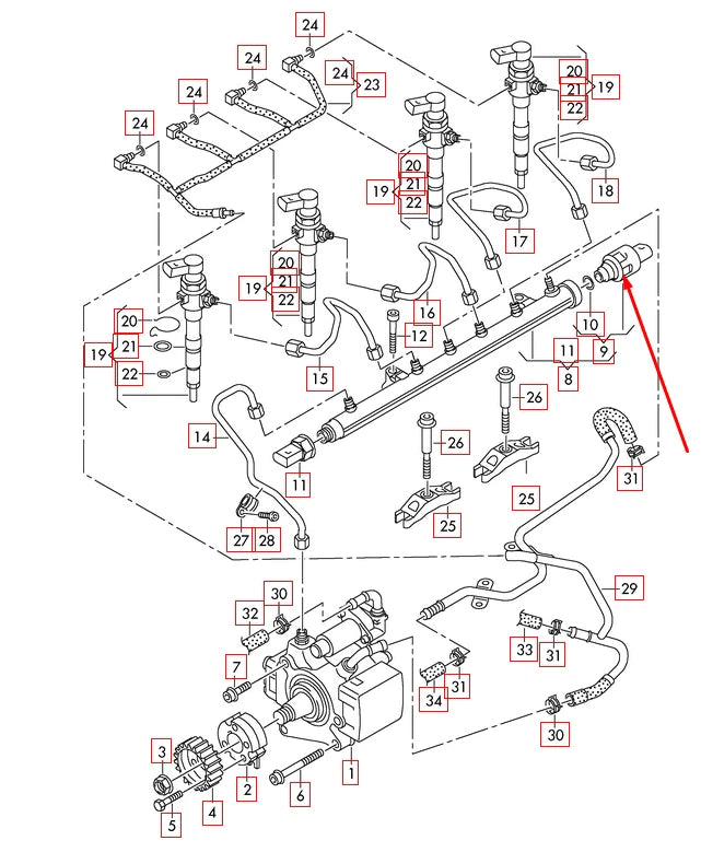NEW VOLKSWAGEN PASSAT B7 FUEL RAIL PRESSURE SENSOR 03L130764C 1.6TDI ORIGINAL