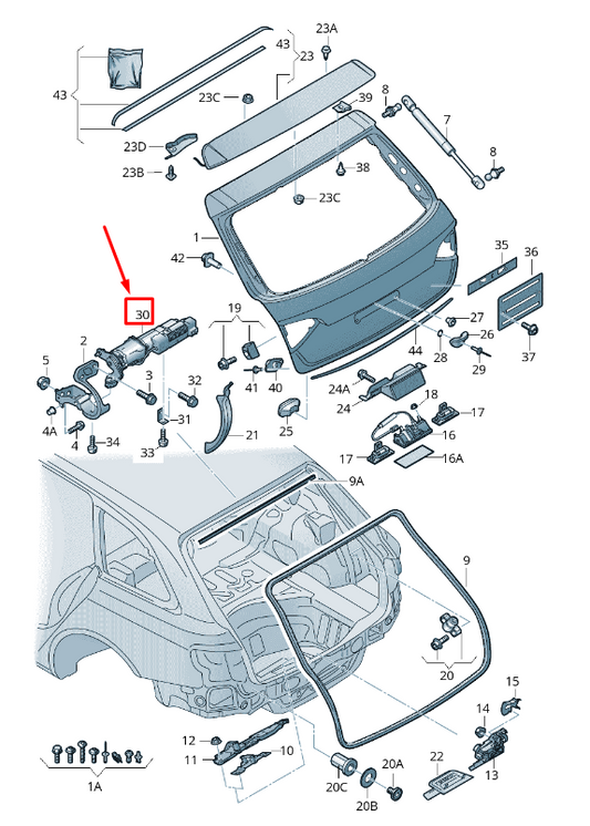 new audi q5 8r rear right tailgate drive unit 8r0827852d original
