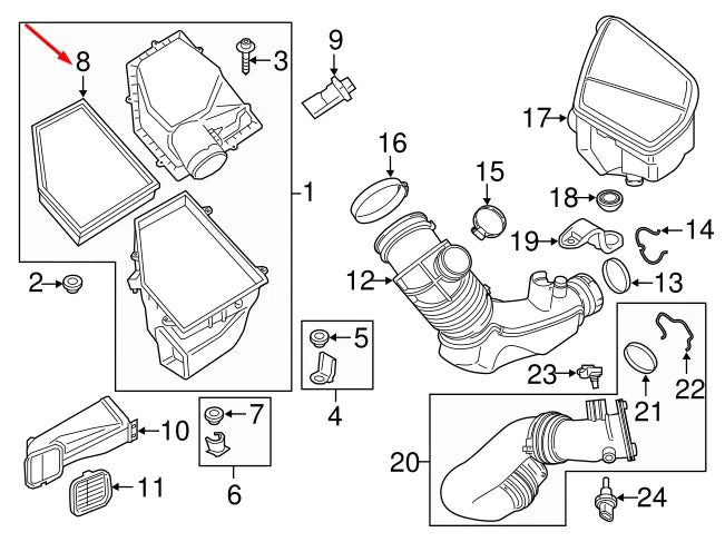 NEW BMW X7 G07 AIR FILTER 13715A24FB2 5A24FB2 2023 ORIGINAL