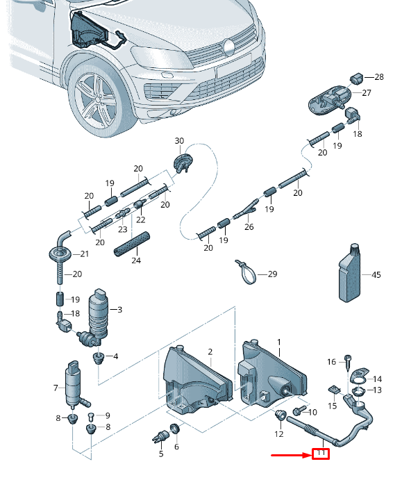 NEW VW TOUAREG 7P WINDSCREEN WASHER FLUID FILLER BOTTLE NECK 7P6955463 ORIGINAL
