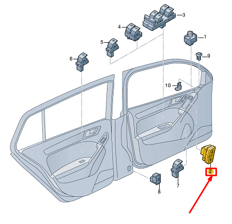 new vw polo aw mk6 right central locking switch rhd 2g6962126whs original