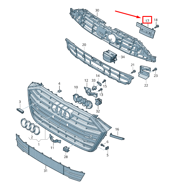 NEW AUDI A8 4N RIGHT RADIATOR GRILLE REINFORCEMENT BRACKET 4N0853950A ORIGINAL