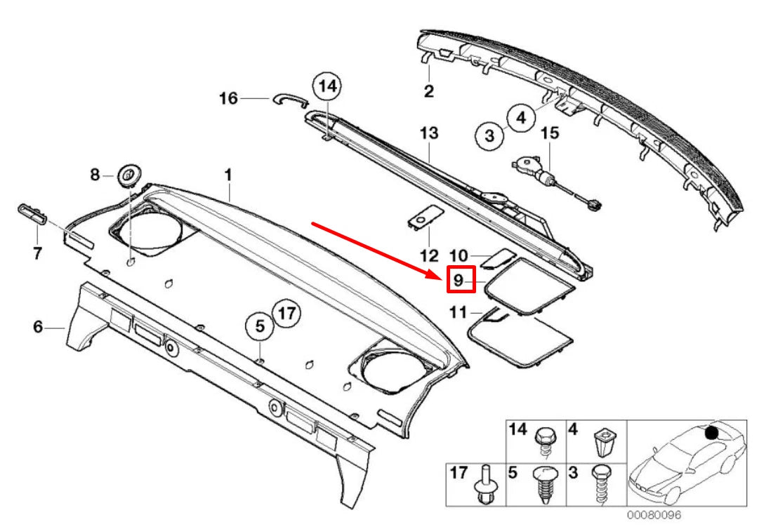 NEW BMW 3 E46 LOUDSPEAKER STEREO/HIFI SYSTEM COVER 8231129 51468231129 ORIGINAL