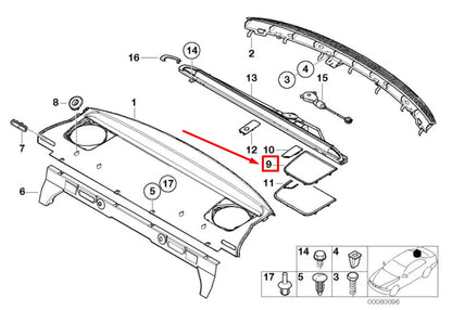 NEW BMW 3 E46 LOUDSPEAKER STEREO/HIFI SYSTEM COVER 8231129 51468231129 ORIGINAL
