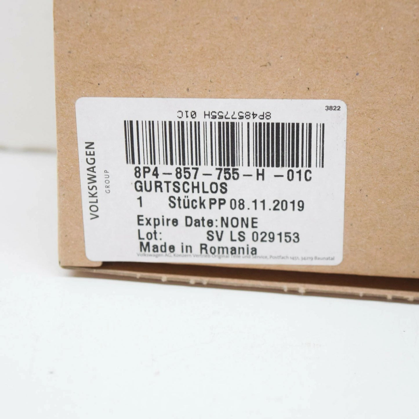 NEW AUDI A3 8P FRONT LEFT SEAT BELT LATCH LHD 8P4857755H01C