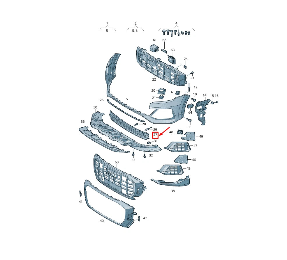 NEW AUDI Q8 4MN FRONT LOWER CENTRE GRILLE 4M8807647C9B9 4M8807647C 9B9