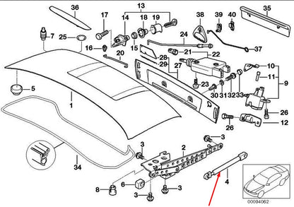 NEW BMW Z3 E36 REAR TAILGATE LEFT GAS STRUT 51248399087 8399087 2002 ORIGINAL