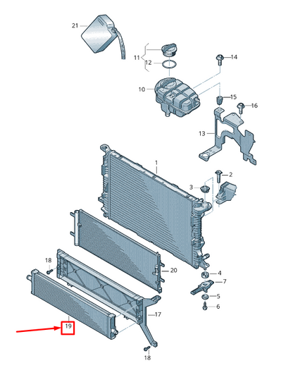 new vw touareg 7p additional cooler for coolant 7p0121212a original