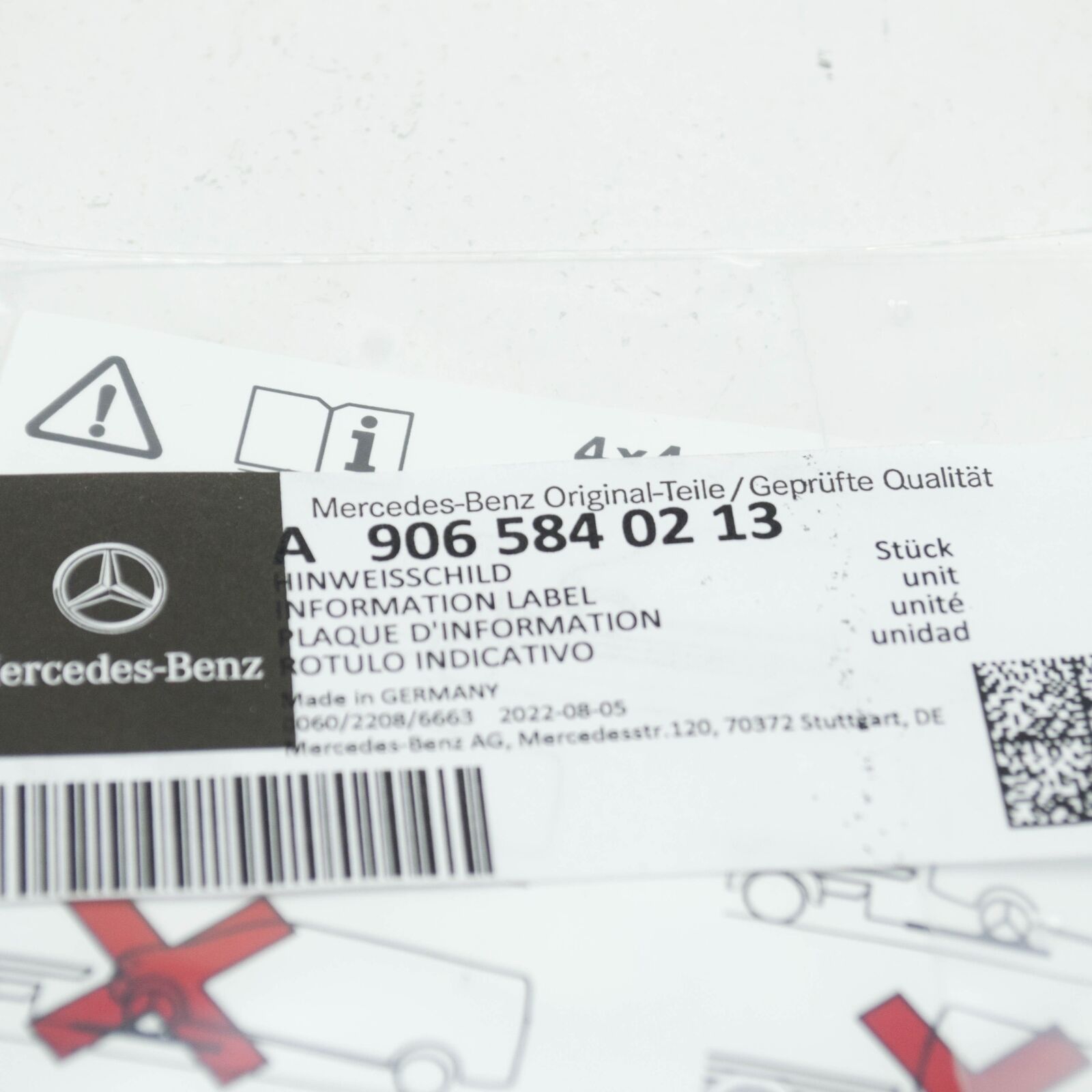 NEW MERCEDES-BENZ VITO FURGON W447 INFORMATION LABEL A9065840213 ORIGINAL