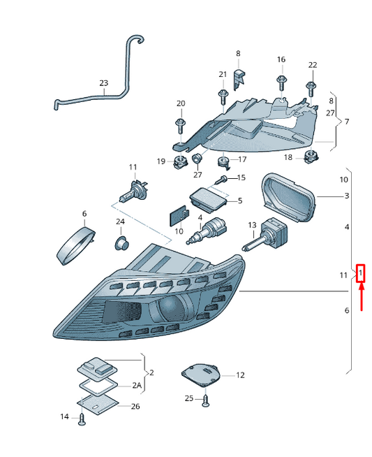 new audi q7 4l front left headlight rhd 4l0941029ah original