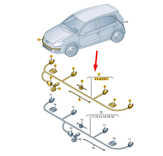 NEW VOLKSWAGEN POLO 6R FRONT BUMPER WIRING SET 6C0971085