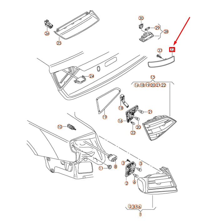 NEW AUDI A4 ALLROAD QUATTRO B8 REAR RIGHT LIGHT REFLECTOR 8K9945106 ORIGINAL
