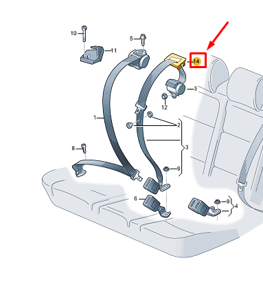 new vw golf cd mk8 rear center seat belt guide 5g0857781c82v original