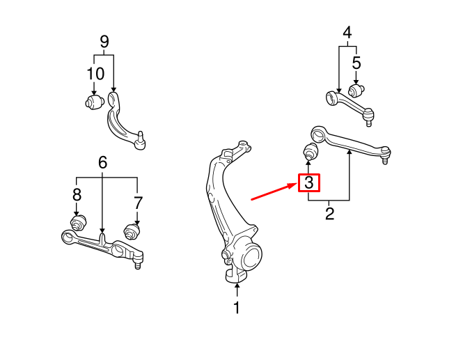 NEW AUDI A6 AVANT C6 FRONT UPPER CONTROL ARM BUSHING 8D0407515C ORIGINAL