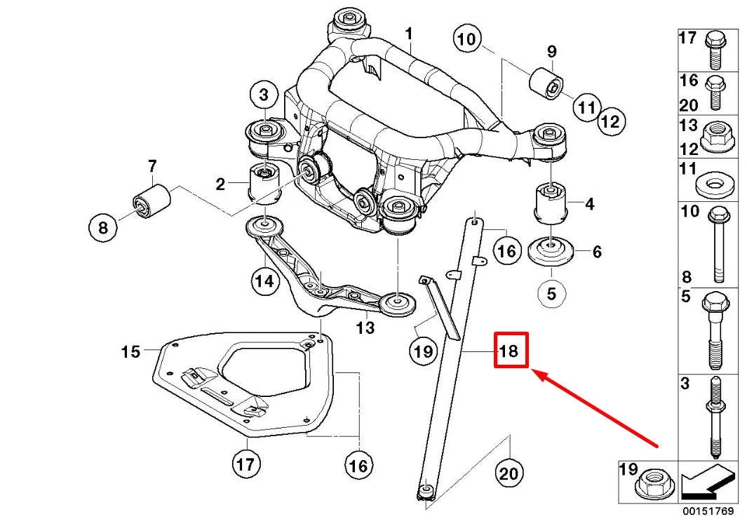 NEW BMW Z4 COUPE E86 REAR AXLE LEFT PULL ROD 51717159199 7159199 ORIGINAL