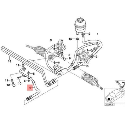 NEW BMW 3 E46 POWER STEERING RETURN HOSE 32416774214 6774214 ORIGINAL