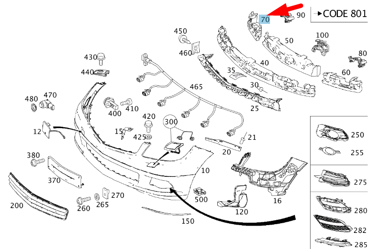 NEW MERCEDES-BENZ C W204 FRONT BUMPER RIGHT IMPACT ABSORBER A2048852037 ORIGINAL