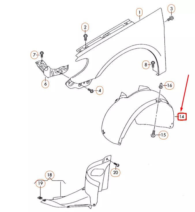 NEW VOLKSWAGEN CC FRONT LEFT WHEEL HOUSING LINER 3C8805977D ORIGINAL
