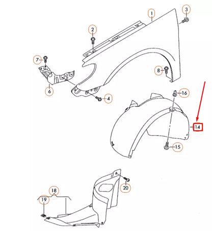 NEW VOLKSWAGEN CC FRONT LEFT WHEEL HOUSING LINER 3C8805977D ORIGINAL