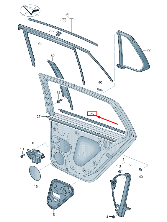new vw golf sportsvan am rear left window aperture seal 510839475gvnh original