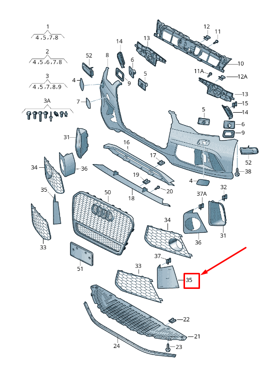 NEW AUDI RS7 SPORTBACK 4G FRONT RIGHT BUMPER COVER 4G8807246B ORIGINAL