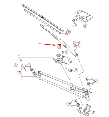NEW VW TIGUAN 5N MK1 FRONT RIGHT AERO WIPER ARM LHD 5N1955410 ORIGINAL
