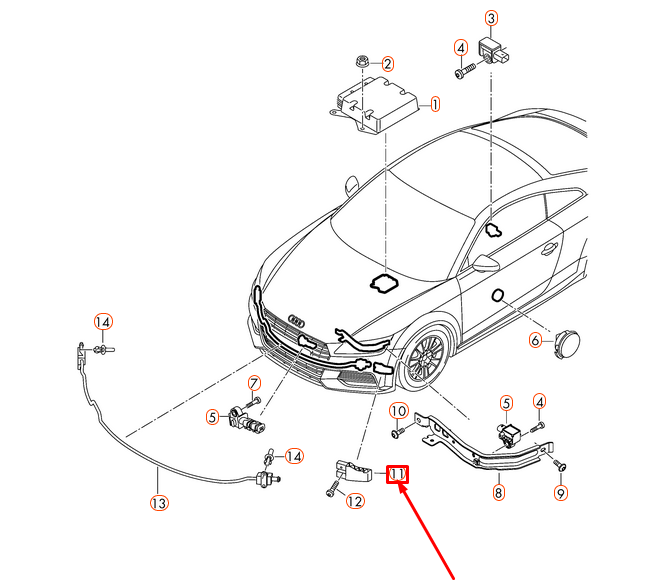 NEW AUDI TT FV 8S FRONT LEFT PEDESTRIAN PROTECTION BRACKET 8S0959497 ORIGINAL