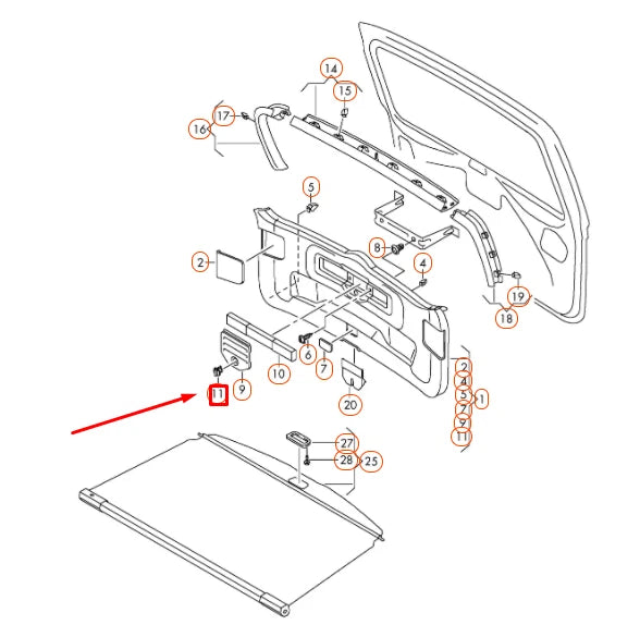 NEW VW SHARAN 7N REAR LID TRIM PANEL LOCKING BAR 7N086705482V ORIGINAL