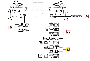 NEW AUDI A4 A5 A6 A7 REAR TRUNK 3.0T EMBLEM BADGE CHROME 4F0853743P2ZZ