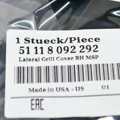 NEW BMW X6 G06 M FRONT BUMPER RIGHT GRILLE COVER 51118092292 ORIGINAL