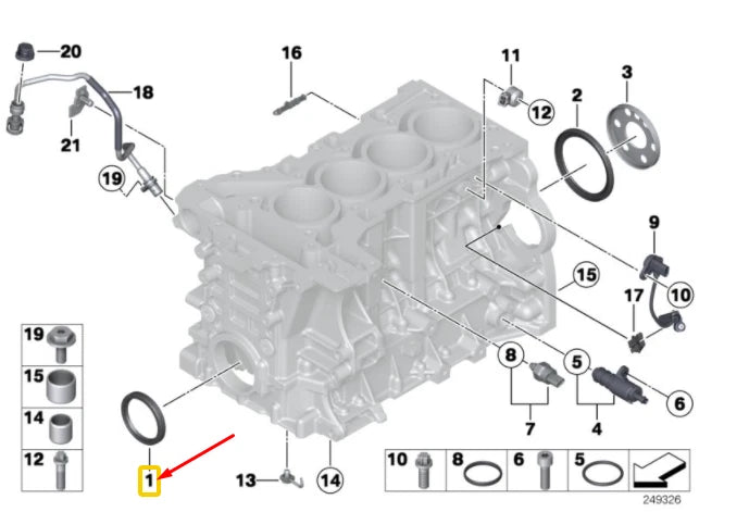 NEW BMW 1 F20 FRONT ENGINE CRANKSHAFT SEAL 8618864 11118618864 ORIGINAL