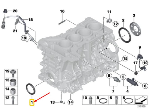 NEW BMW 1 F20 FRONT ENGINE CRANKSHAFT SEAL 8618864 11118618864 ORIGINAL