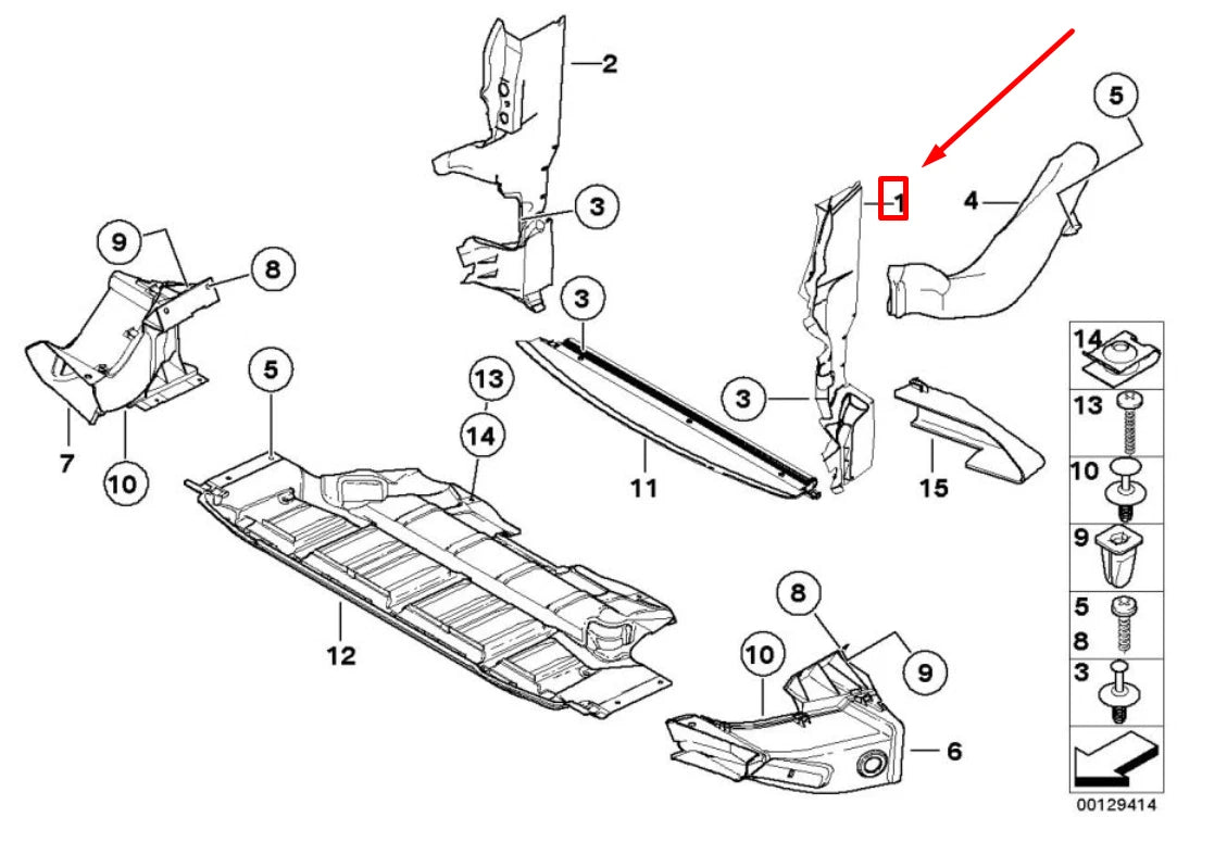 NEW BMW X5 E53 FRONT LEFT RADIATOR AIR DUCT 51718264181 8264181 ORIGINAL