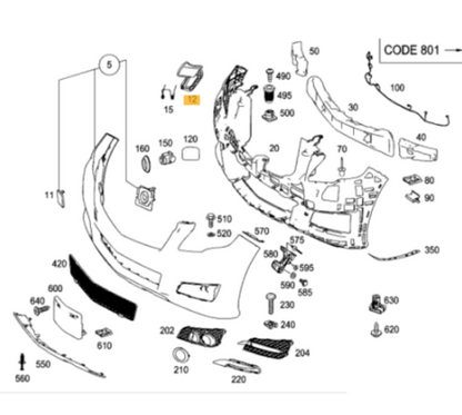 NEW MB R W251 WASHER LEFT HEAD LIGHT COVER A25188501269999 ORIGINAL