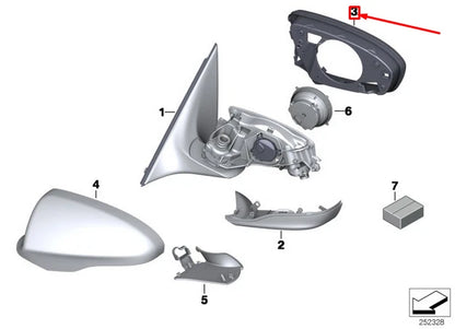 NEW BMW M5 F10 FRONT RIGHT OUTSIDE MIRROR M SUPPORTING RING 51168050474 ORIGINAL