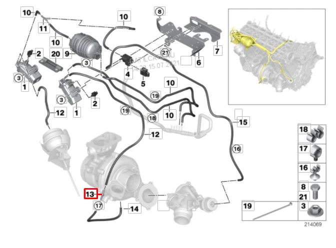 NEW BMW 3 COUPE E92 TURBO VACUUM HOSE CONNECTOR 11657803012 ORIGINAL
