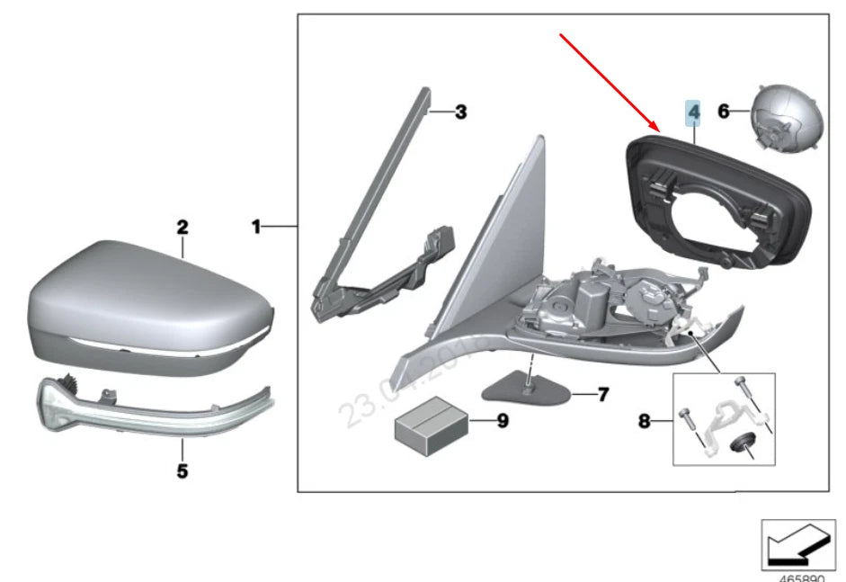 NEW BMW 7 G11 LEFT WING MIRROR SUPPORTING RING 51167418813 7418813 2016 ORIGINAL