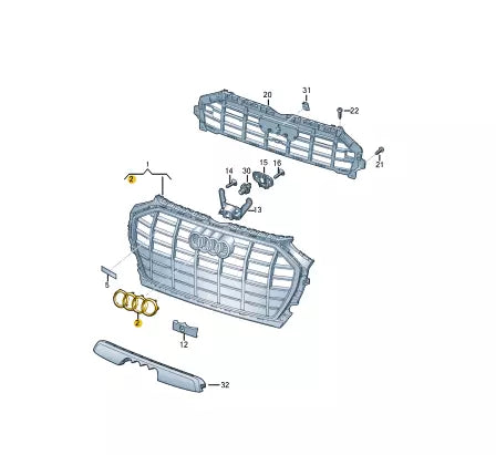 NEW AUDI Q5 FY 80A FRONT BONNET HOOD BADGE LOGO 80A853605C2ZZ ORIGINAL