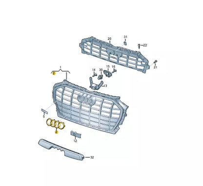 NEW AUDI Q5 FY 80A FRONT BONNET HOOD BADGE LOGO 80A853605C2ZZ ORIGINAL