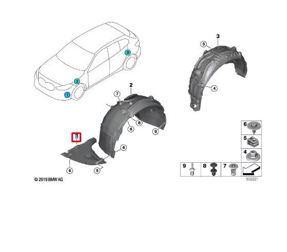 NEW BMW 1 F40 FRONT LEFT WHEEL ARCH COVER 51757447033 ORIGINAL